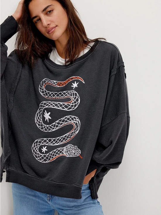 Free People Tops - Free People We the Free Camden Snake Pullover Sweatshirt